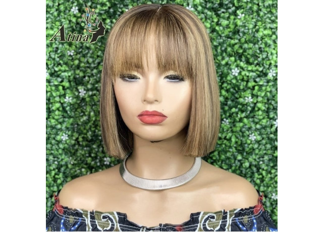 Peruca bobo cu breton blond suvitat